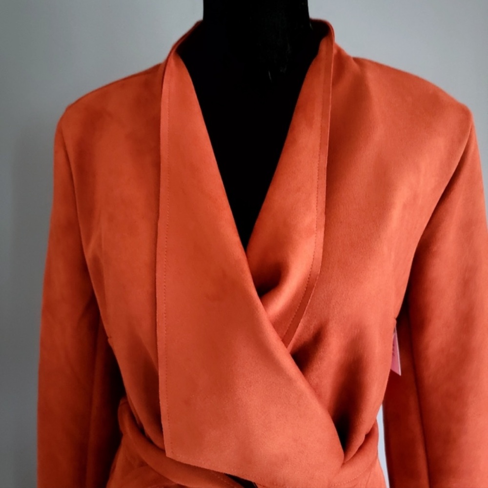 Rust / terracotta faux suede wrap coat *unworn